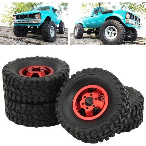 Jantes en alliage d'aluminium avec pneus caoutchouc 4x4 pour WPL C14 C24 B16 B36, pièce upgrade 1/16 voiture RC (1/5)