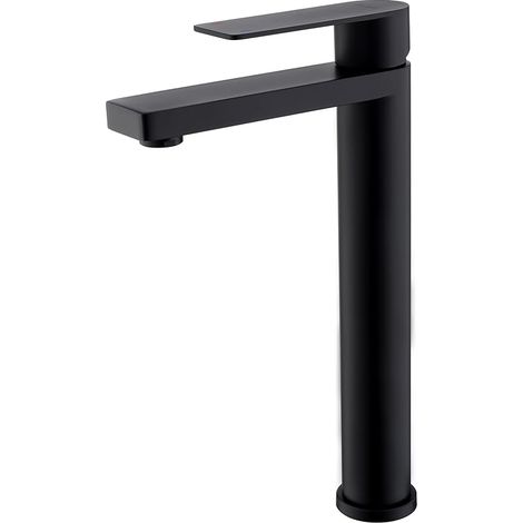 Robinet Salle Bain mitigeur lavabo salle de bain haut noir mat avec bec hauteur 250mm à poignée carré mitigeur xl vasque à poser