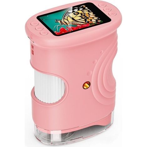 Microscope numérique de poche avec loupe 1000X pour téléphone portable pour enfants : écran IPS 2,0" et 8 LED – Cadeau pour les 4-12 ans – Mini loupe – Jouet de jardin pour enfants, R