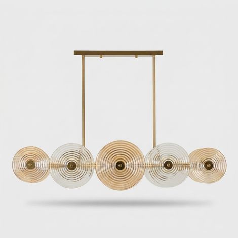 Plafonnier Venise métal doré 7 lumières design géométrique (1/5)