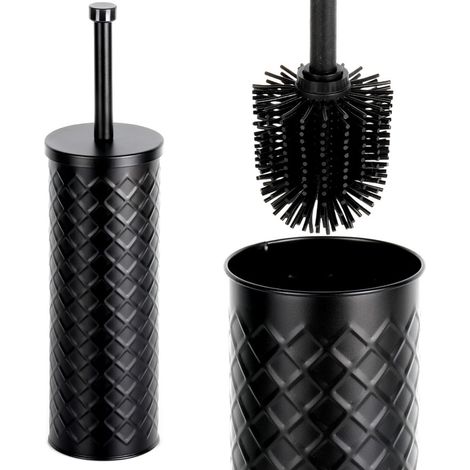WC-Bürste aus Silikon und Metall, schwarz, zum Waschen, 38 cm