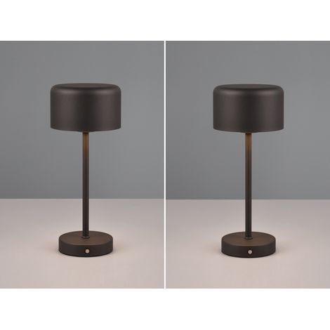 2er SET Akku Tischleuchten, per USB aufladbar, dimmbar, Schwarz, Höhe 30cm (1/5)
