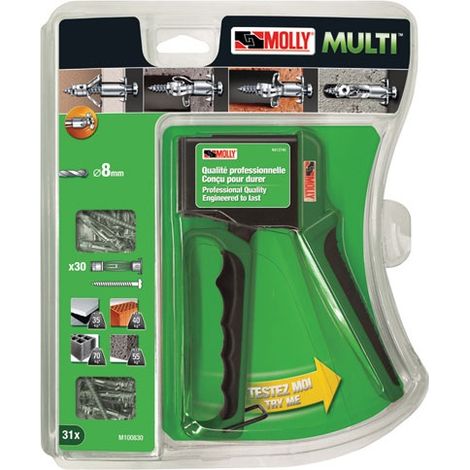 Valibox de 30 chevilles métal à expansion 4x37mm – Pour béton, brique, plaque de plâtre – Ultra résistant jusqu'à 70 Kg – Molly