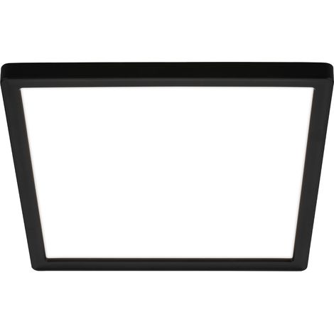 Plafonnier LED à lumière indirecte, plat, lumière blanc neutre, lampe LED, plafonnier LED, lampe de salon, panneau LED, lampe de cuisine, plafonnier, 24x24x3 cm, noir (1/5)