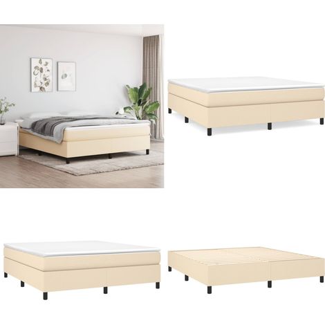 Bettgestell ohne Matratze Creme 180x200 cm Stoff - Bettesrahmen - Doppelbett - Cremefarbenes Bett - Lattenrost - Holzbettrahmen - Home & Living (1/5)