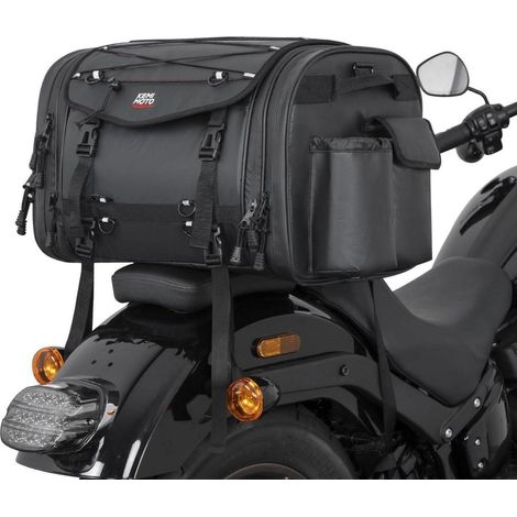 Motorrad Hecktasche 24-32L erweiterbar, wasserdicht, mit Regenhülle, schwarz (1/5)