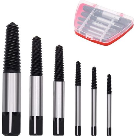 QAZQA 6 Pièces Extracteurs de Vis Endommagées avec étui, Fabriqué en Alliage d'acier, Guide de Mèches pour Extracteur de Boulons Cassés 3mm - 22mm, Retirez Facilement les Vis Endommagées Dénudées (1/5)