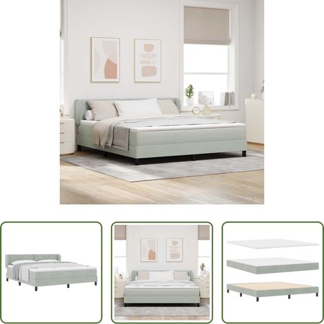 Lit moderne -  Lit à ressorts avec matelas Gris clair 180 x 200 cm Velours (1/5)