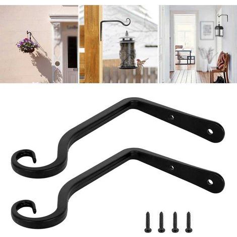 2-Pack Iron Wall Plant Hooks, Forged Metal Support Plant Hooks, Garden Bird Feeders, Flower Troughs, Lanterns, Wind Chime Hooks (1/4)