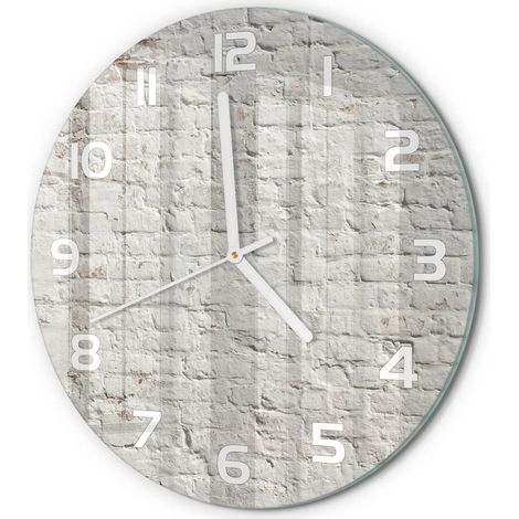 Horloge Murale Ronde Moderne Verre Trempé Quartz Silencieux Sans Tic-Tac Mur de briques fi 30 cm (1/5)
