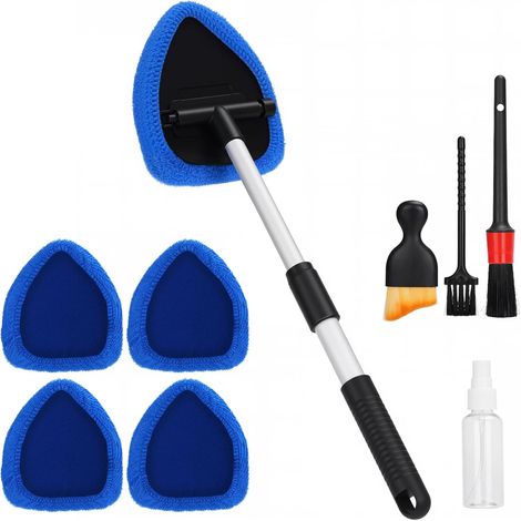 Autofensterreiniger mit 4 Mikrofaserpads – Scheibenreinigungswerkzeug mit ausziehbarem Griff – Autofensterreinigungsset – Blau (1/5)