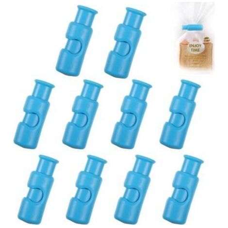LaBlanc - Lot de 10 clips de fermeture pour sacs de congélation, clips de fermeture pour sacs, réutilisables, pour aliments ouverts et collations, bleus (1/5)