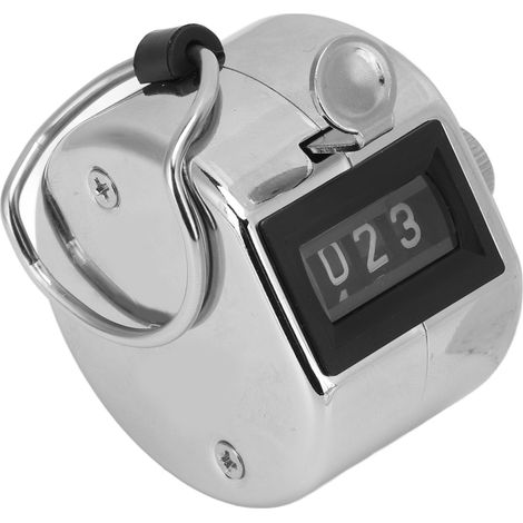 Compteur manuel à 4 chiffres avec affichage clair et précis, boîtier métallique, pour l'inventaire de personnes et de marchandises. (1/5)