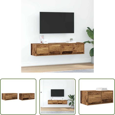 Armoire tv - Meubles TV 2 pcs vieux bois 60x31x25,5 cm bois d'ingénierie (1/5)