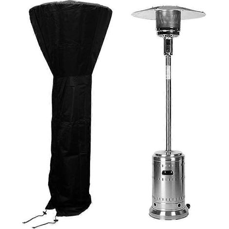 Housse imperméable et résistante pour chauffage de terrasse sur pied, en tissu 210D, avec fermeture éclair pyramidale, noire. (1/4)
