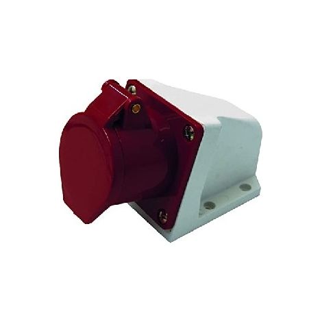 Electraline 80869 80869-Presa Industriale da Parete inclinata, 16A, 3P + T, 380V, IP44, Colore: Rosso