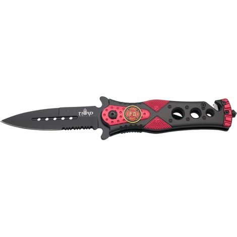 Sicherheitsmesser Third K2775RDS Fire Fighter Emblem mit Säge und Scheide de Nylon, Klinge aus rostfreiem Stahl de 10,1 cm, 120 Gramm