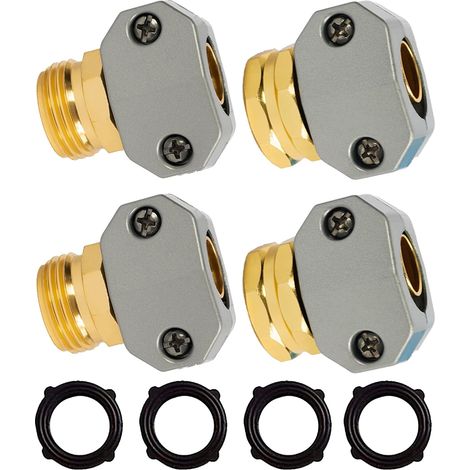 Gartenschlauch-Reparaturset, 2 Sets Aluminium-Endstücke, Unterlegscheiben (männlich/weiblich) (1/5)