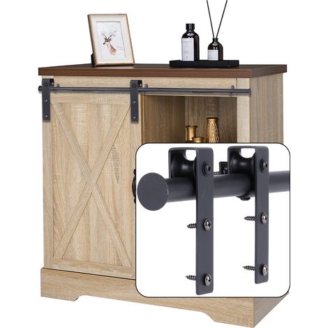 Kit Quincaillerie de Porte Coulissante Mini Rail de Porte Coulissante pour Armoire Meuble TV Charge 70kg - 180cm