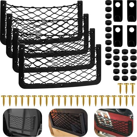 4 Pièces Filet de Rangement, Nylon Extensible, Fixation par Vis, pour Coffre et Siège, Auto Camping Car Bateau (1/5)