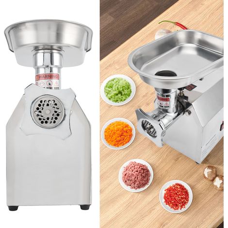 Picadora de carne eléctrica profesional y doméstica con gran capacidad de 70 kg/h – recipiente de acero inoxidable y motor de 600 W (1/5)