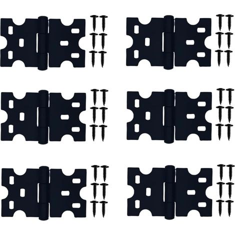 6 Pcs Charnières Noires, Les Charnières D'armoire avec des Vis Conviennent pour Petites Portes/Tiroirs/Fenêtres/Quincaillerie de Meubles de Maison