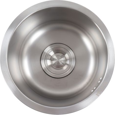 Mini évier rond de bar cuisine, bassine inox avec accessoires de vidage, 30 cm de diamètre (grand format) pour petite cuisine (1/5)
