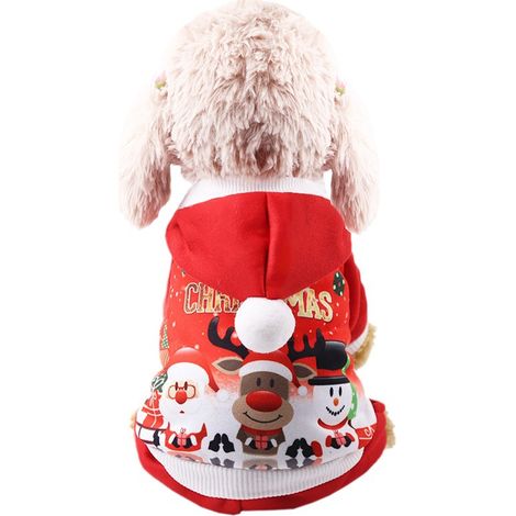 Vêtements de chien à capuche de Noël, manteau à capuche pour chien de Noël, manteau d'automne et d'hiver pour animaux de compagnie de Noël (1/5)