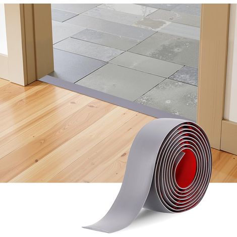 1 Barre De Seuil Adhésive 200x4cm Plinthe PVC Souple Imperméable Pour Parquet Et Carrelage Gris (1/5)