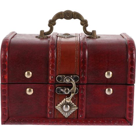 Boîte de rangement en bois rouge style vintage, avec un charme rétro pour la maison (1/5)