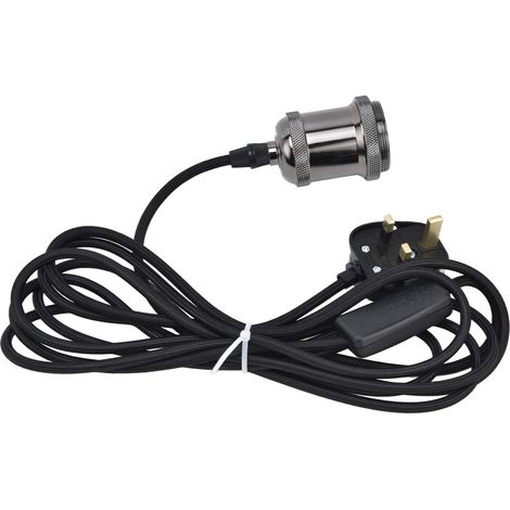 Suspension E27 avec interrupteur, douille de lampe noire perle, câble avec fiche UK 100-240V, kit luminaire suspendu (1/5)