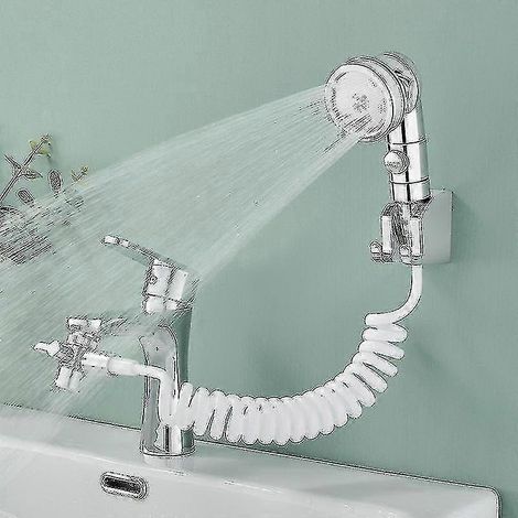 Kit de douchette pour lavabo, pommeau de douche à main pour robinet de salle de bain, flexible de douchette avec 3 modes de jet pour le lavage des cheveux et autres besoins de salle de bain. (1/5)