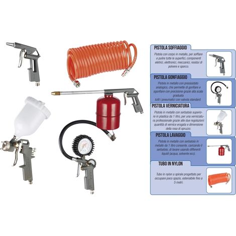 Kit di accessori per compressore 5 pz attacco rapido Hyundai - 65605