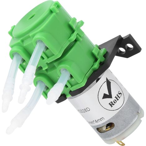 Pompe péristaltique double tête mini doseuse pour liquides visqueux et non visqueux, tuyau 2x4mm, 12V CC (1/5)