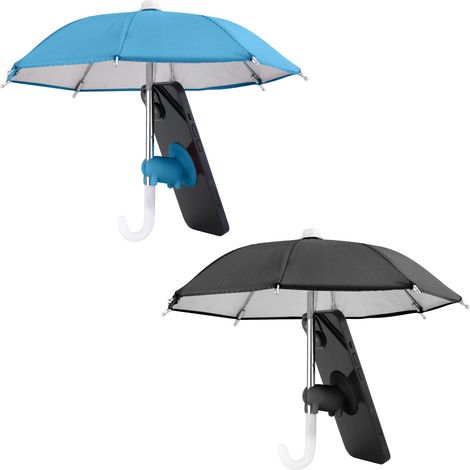Lot de 2 parapluies multifonctionnels pour téléphone portable avec ventouse réglable pour téléphone portable (bleu et noir) (1/5)