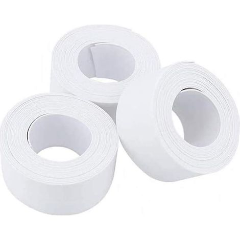 Lot de 3 rouleaux de ruban adhésif PE pour l'étanchéité des angles de salle de bain, cuisine, toilettes et murs. (1/5)