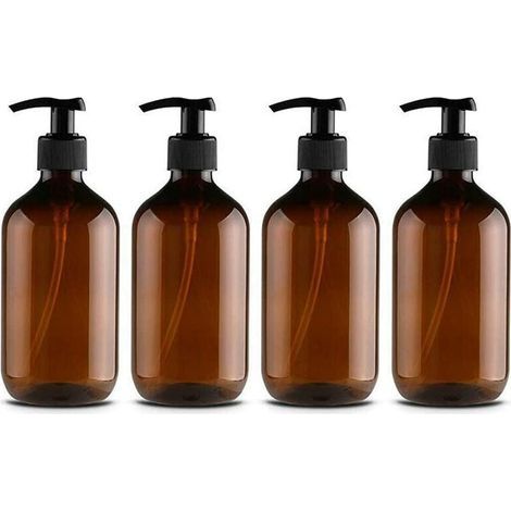 Set mit 4 Seifenspendern aus PET-Kunststoff – 500 ml – mit schwarzer Lotionpumpe – Ideal für Küche und Bad (1/4)