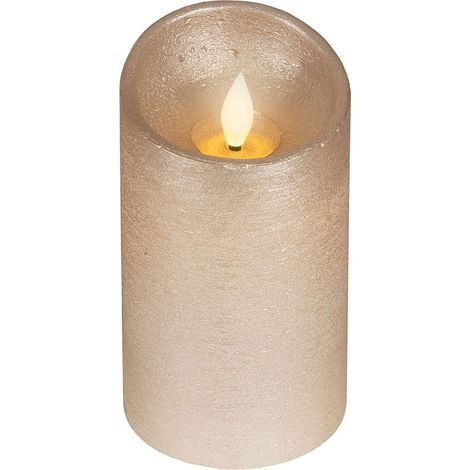 Bougie Led En Cire, à Sommet Incurvé, Couleur Or ø7,5 X 12,5 Cm
