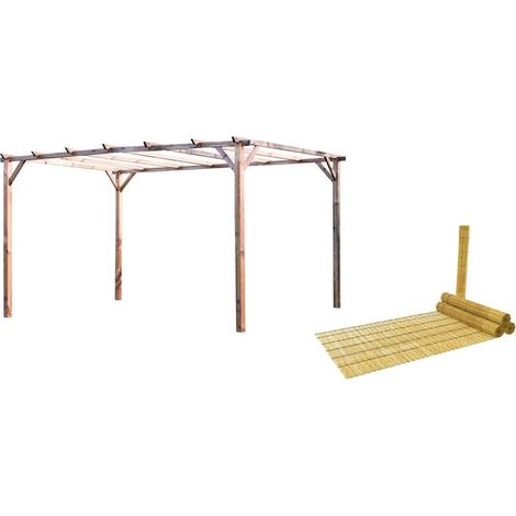 Kit pergola pergolato legno 3x4 mt copertura 2 pz arella mezza canna bambù 2x3 726bea (1/5)