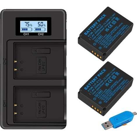Kameraakku, Dual-USB-Ladegerät, hohe Kapazität, Polen-a, 2 Batterien und Ladegerät (1/2)