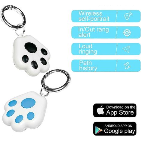 Lot de 2 traceurs GPS, localisateurs portables pour animaux de compagnie (bleu, noir) (1/2)