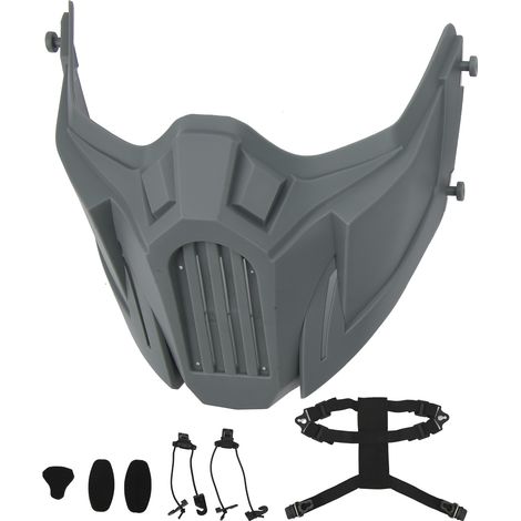 Ortviai Masque Facial Semi-Couvrant en TPR Gris pour Jeux de Survie Outdoor et Cosplay – 18 x 13 cm (1/3)