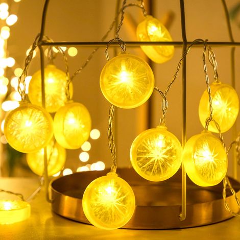 Guirlande Lumineuse Citron - 10 Ampoules LED - 1,5 Mètre - Fonctionne sur Piles AA - Décoration d'Intérieur pour Fête Anniversaire (1/5)