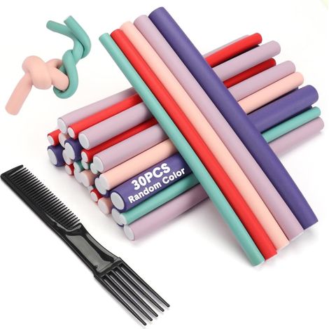 Bigoudis Cheveux, 9.45" Bigoudi Flexible Rouleaux Cheveux, Bigoudis Cheveux Rods Magique Curleur Coiffure Outil pour Femmes, Flexibles Mousse Souple Cheveux Rouleaux pour Femme (1/5)