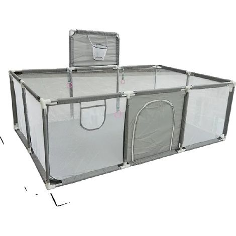 Parque infantil, malla transpirable, tejido lavable, gris claro sin red - L (1/2)