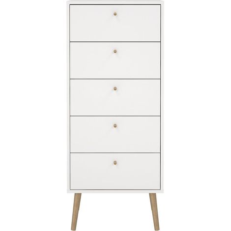 Cómoda Tvilum Bodo 5 Cajones Blanca 50x39x120 Cm (1/5)