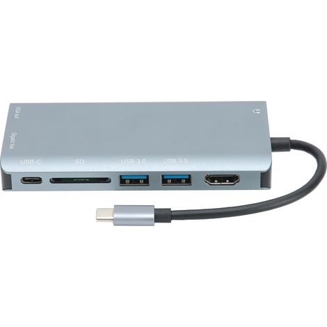 Hub USB 3.0 8 en 1, adaptateur de type C, HDMI 4K, VGA, USB, alliage d'aluminium, fournitures informatiques (1/5)