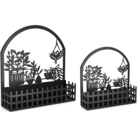 Set 2 Porta Fiore Rosangela Piantine Nero per uso interno ed esterno.