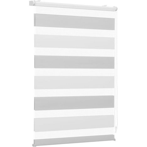 Estor enrollable doble sin taladrar, fijación Klemmfix, bicolor blanco y gris, protección solar, 90x100 cm, para ventana (1/5)
