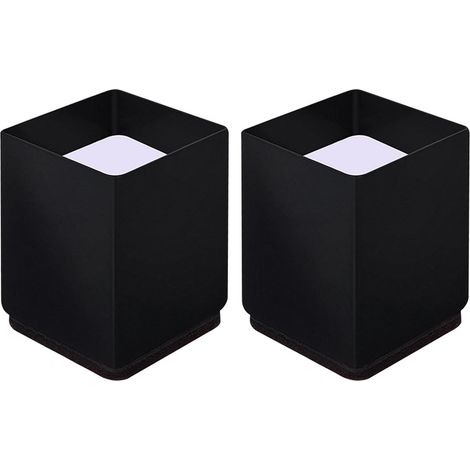 Elevadores cuadrados para muebles de cama, silla y sofá, 6 x 10 cm, negros.